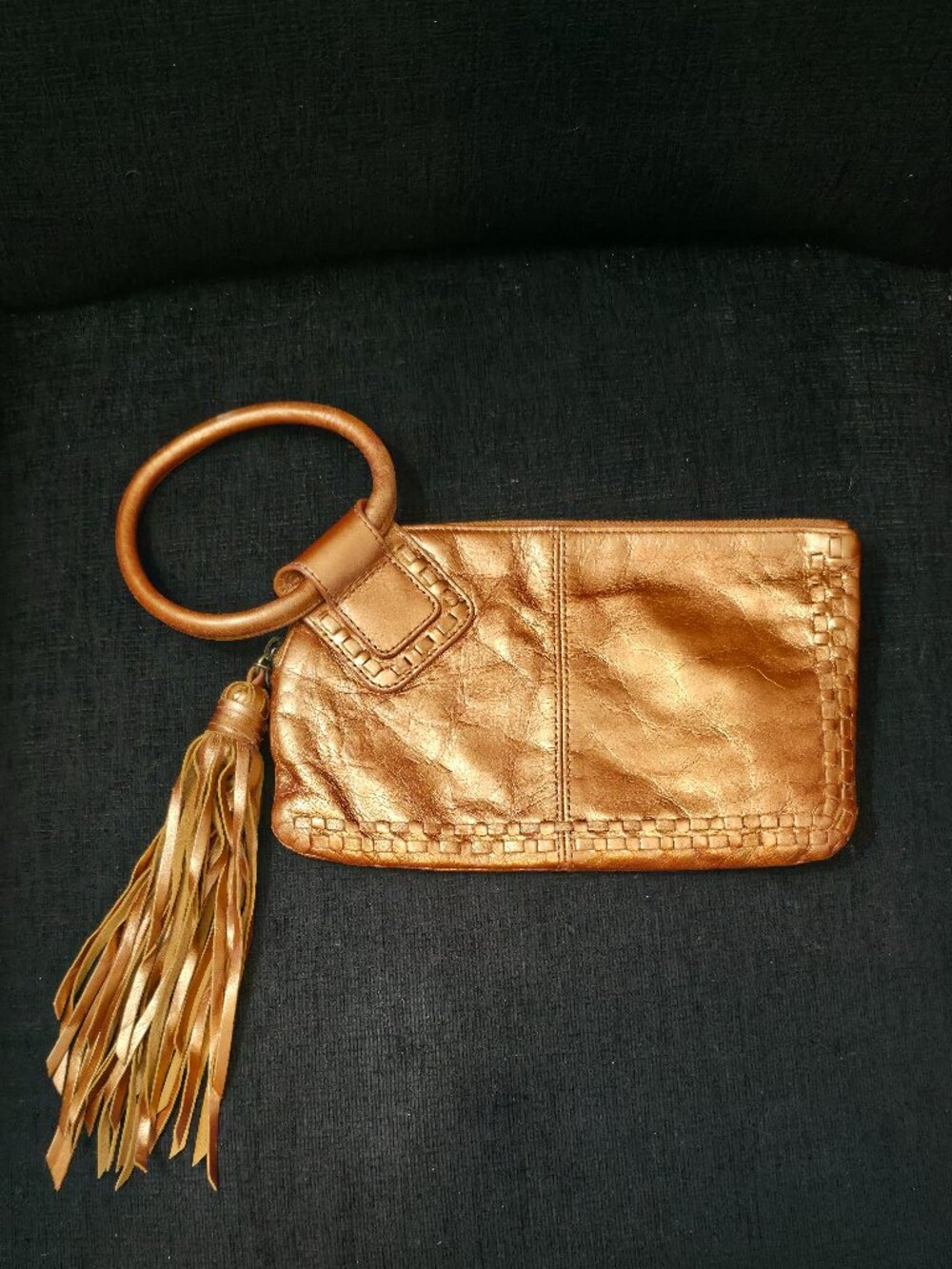 HOBO Sable Distressed Gold Leather Wristlet Wallet